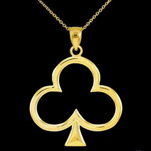 14k Real Gold Shamrock Lucky Leaf Clover Necklace